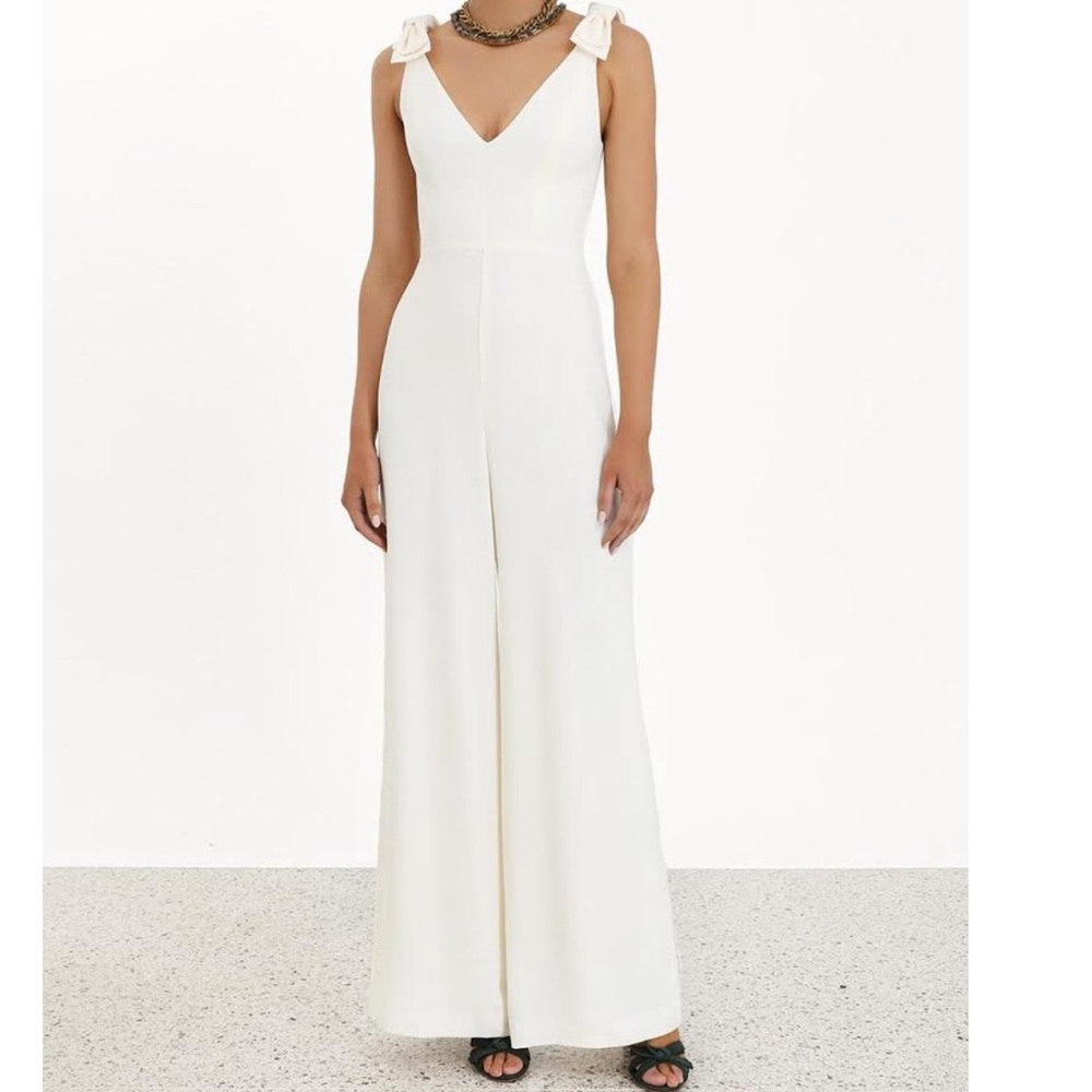 NWT Zimmerman white espionage bow jumpsuit size 2